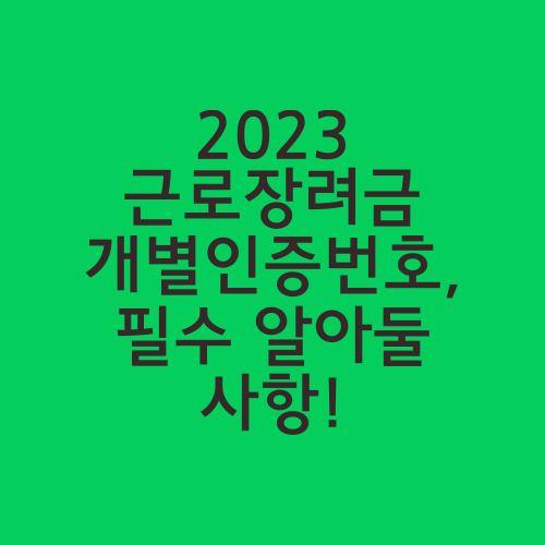 2023 근로장려금 개별인증번호, 필수 알아둘 사항!