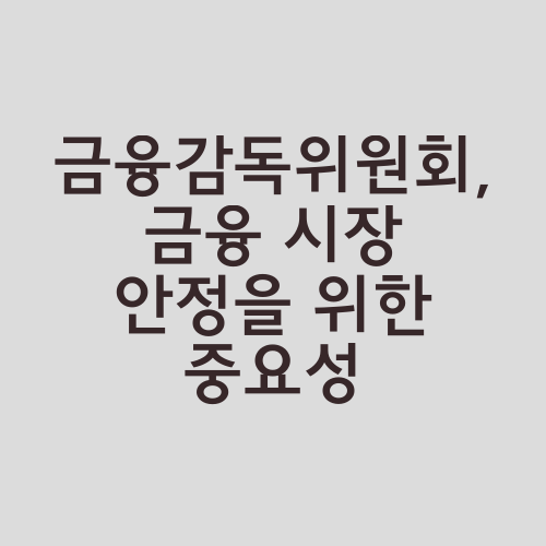 금융감독위원회, 금융 시장 안정을 위한 중요성