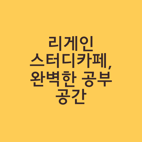 리게인 스터디카페, 완벽한 공부 공간