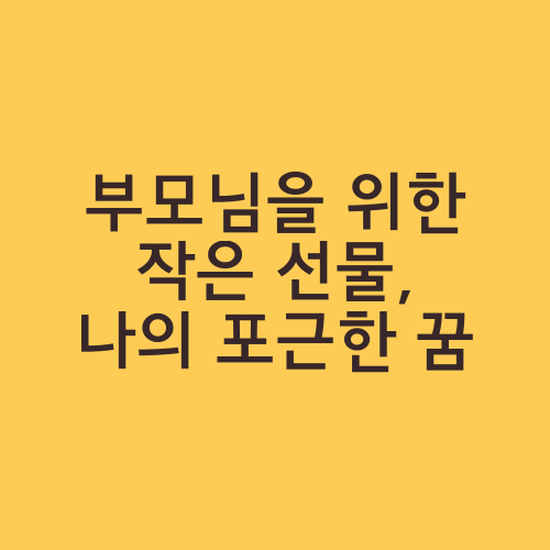 부모님을 위한 작은 선물, 나의 포근한 꿈