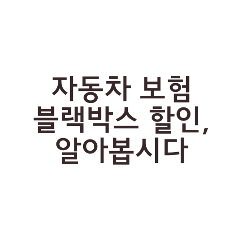 자동차 보험 블랙박스 할인, 알아봅시다