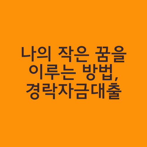 나의 작은 꿈을 이루는 방법, 경락자금대출