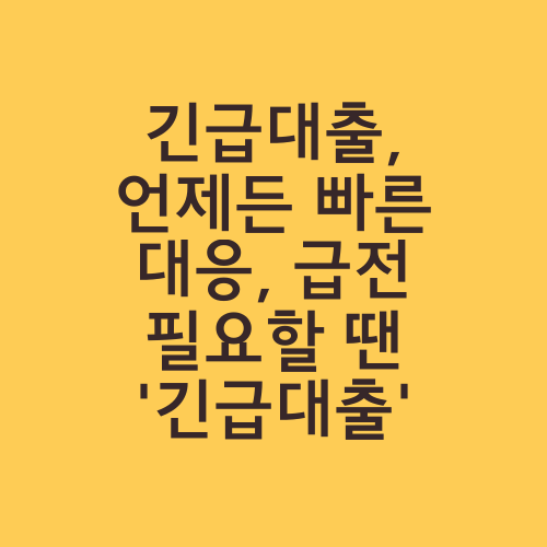 긴급대출, 언제든 빠른 대응, 급전 필요할 땐 '긴급대출'