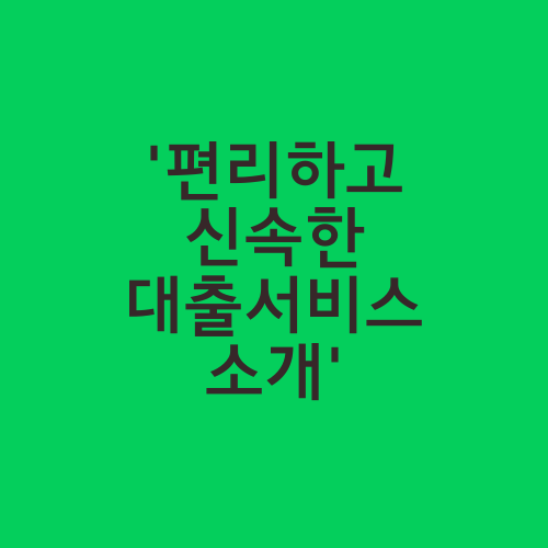 '편리하고 신속한 대출서비스 소개'