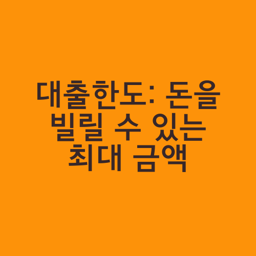 대출한도: 돈을 빌릴 수 있는 최대 금액