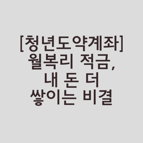 [청년도약계좌] 월복리 적금, 내 돈 더 쌓이는 비결