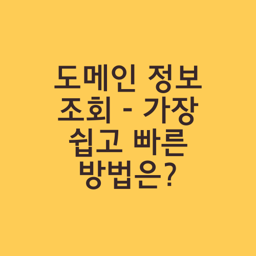 도메인 정보 조회 - 가장 쉽고 빠른 방법은?