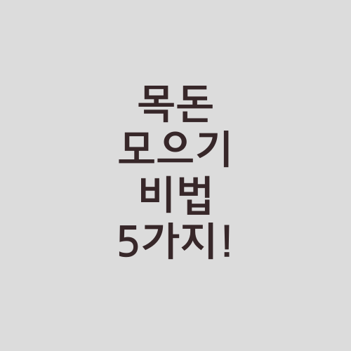 목돈 모으기 비법 5가지!