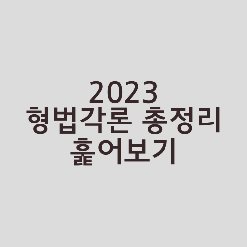 2023 형법각론 총정리 훑어보기