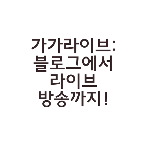 가가라이브: 블로그에서 라이브 방송까지!