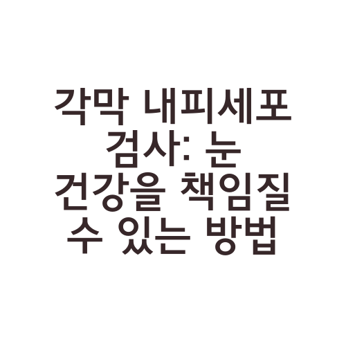 각막 내피세포 검사: 눈 건강을 책임질 수 있는 방법