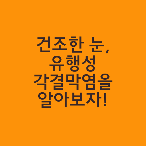 건조한 눈, 유행성 각결막염을 알아보자!